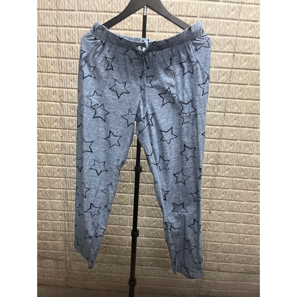 Los Angeles CA Womens‎ Star Print Lounge Pants Blue Heathered Knit Joggers S